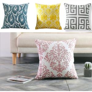 クッションカバーおしゃれ背当てカバー北欧風幾何柄刺繍クッションカバーリビング　リゾートクッションカバー