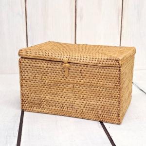 丸型蓋付バスケット アタ雑貨 バリ島 エスニックインテリア 収納かご