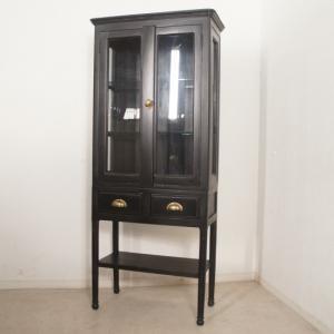 アンティーク調 ケビント 医療用 ガラス棚 飾り棚 グレー : 81jpstore