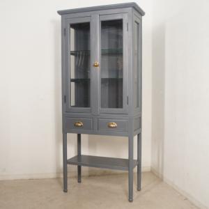 アンティーク調 ケビント 医療棚 ドクターキャビネット 全面ガラス