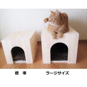 キャットハウス　木製　ねこハウス　にゃんこハウス箱型ラージサイズ｜ねこ館みゅうたん