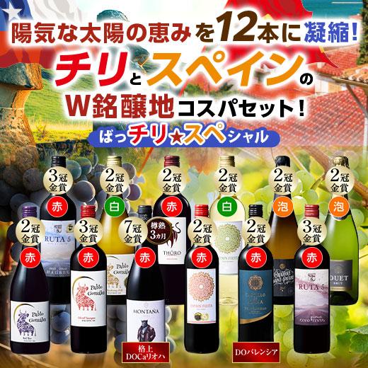 ワイン ワインセット 金賞総獲得数32個!ばっチリスペシャル赤・白・スパークリングワイン飲み比べ12...