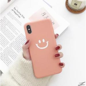 ☆ 【iphoneXR ピンク】iphoneカバー スマイリー柄 マットソフトカバー 可愛い シンプル TPU ニコちゃん