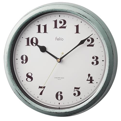 FEW183GR ノア精密 電波時計 パンナ グリーン レトロデザイン掛時計