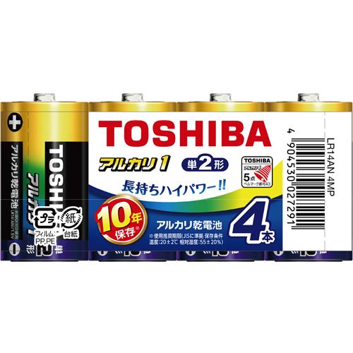 LR14AN-4MP 東芝 アルカリ1 アルカリ乾電池 単2形 1パック4本入り まとめパック 10...