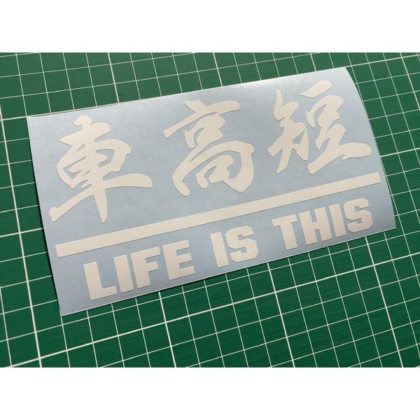 15cmタイプ 車高短 カッティングステッカー LIFE IS THIS 人生はこれだ！ シャコタン...