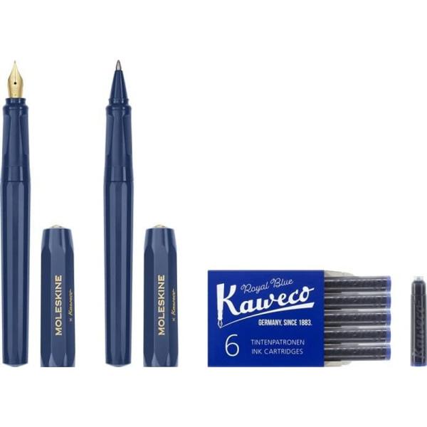 モレスキン × カヴェコ 万年筆 F字 × ボールペン セット ブルー KAWPENSETFBLUE