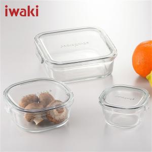 iwaki パック＆レンジ 角型3点セット クールグレー 保存容器 ガラス 耐熱 PCPRN3GY21 イワキ AGCテクノグラス D2308｜n-kitchen