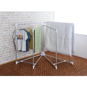 アルミ製布団干し  脚部固定バー・ハンガー用フック付 一度に4枚の布団が干せる 日本製 物干し 倒れにくい 扇型 布団干し ベランダ 屋外