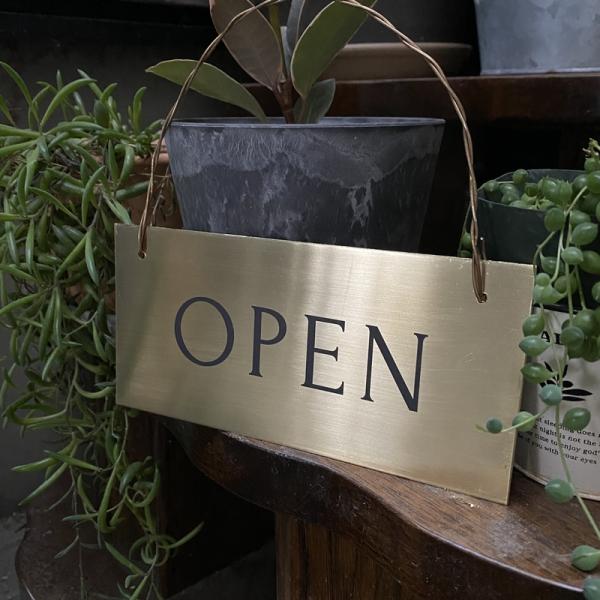 ダメージ加工 真鍮製 オープン クローズ 金属看板 OPEN CLOSED サインプレート ヴィンテ...