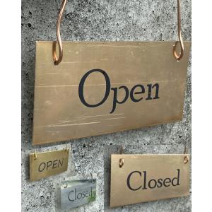 KENTの真鍮看板プレート　店舗用非売品 ダメージ加工 金属製 オープン クローズ 看板 OPEN CLOSED 真鍮