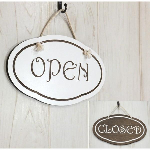 オープン＆クローズ看板 おしゃれな 木製プレート OPEN CLOSED 両面 サイン 営業中 ハン...