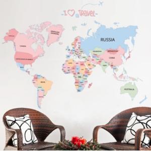 ウォールステッカー 世界地図 英語の国名 壁紙...の詳細画像1