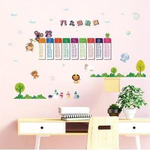 ウォールステッカー 九九の表 数字 壁紙シール 算数 知育 コアラ カエル 羊 勉強部屋 机 送料無料