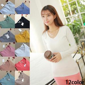 ※お一人様一点限り　12カラー無地Vネックカットソー