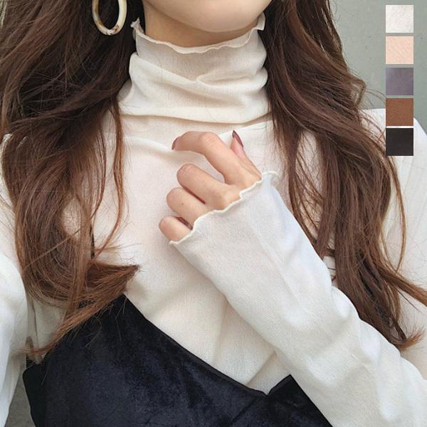 カットソー レディース トップス シースルー ハイネック インナー フェミニン シアー  送料無料