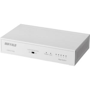 バッファロー Ｇｉｇａ ５ポート スイッチングハブ 電源内蔵 金属筐体 マグネット付 ホワイト LSW6-GT-5NS/WH  【402-3672】｜n-nishiki