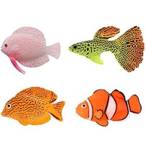 ledmomo 人工浮遊魚 フローティングフィッシュ 熱帯魚 魚モデル シリコン 水槽装飾 水槽用オーナメント 4匹セット