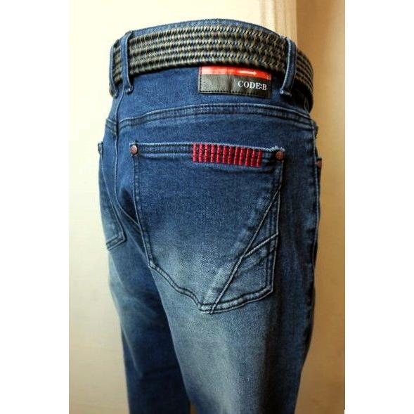 コードビー CODE:B ジーンズ ブルー オールシーズン定番品 ストレッチデニム バラシ メンズウ...