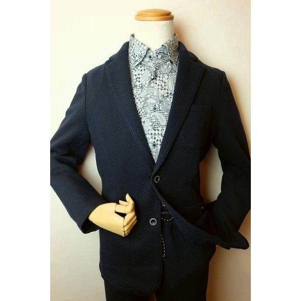 セール３５％ＯＦＦ コードビー CODE:B カットジャケット ネイビー 秋冬新作 網代格子 バラシ...