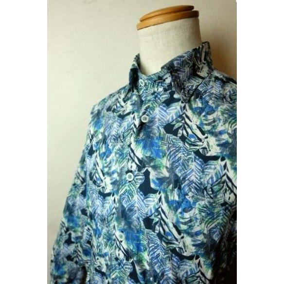 コードビー CODE:B カジュアルシャツ ブルー 春夏新作 トルコ製生地 ボタンダウンカラー バラ...