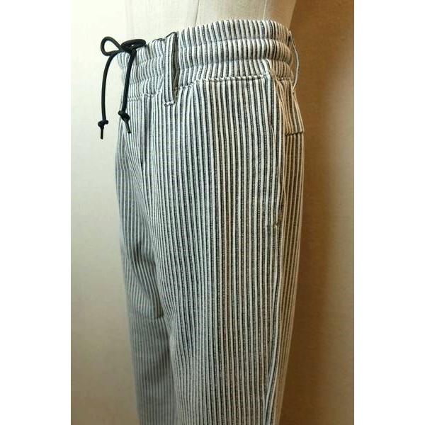 コードビー CODE:B イージーパンツ ホワイト 春夏新作 カジュアルパンツ ストライプジャガード...