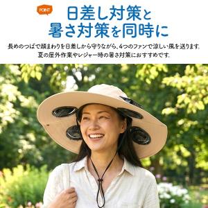帽子 扇風機付き帽子 レディース 4ファン 日...の詳細画像1