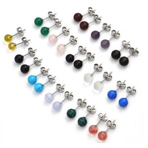 パワーストーンピアス(片耳) 6mmボールピアス(ステンレス...