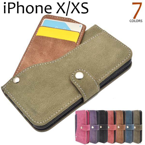 iPhoneX iPhoneXS iPhone X ケース 手帳型 ソフトPUレザー スライド式カー...
