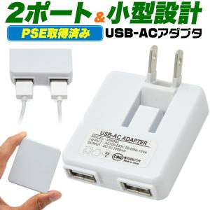 USB充電器 AC充電 USB-ACアダプター コンパクト USBコンセント 2ポート（1000mAh）