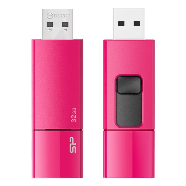 シリコンパワー USBメモリ 32GB USB3.0 スライド式 Blaze B05 ピンク SP0...