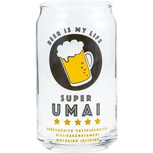 サンアート おもしろ食器 缶型 ガラス グラス 約360ml SUPER UMAI ビール 日本製 SAN3882-3｜n-tools