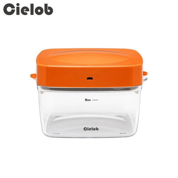 (在庫限り)Cielob 自動真空キャニスター (スクエアタイプ) 1.0L オレンジ VAF1-P...