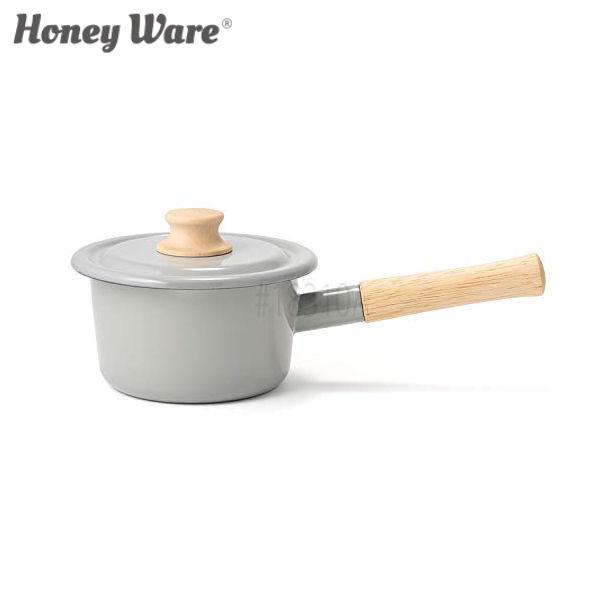 富士ホーロー Honey Ware Cotton ミルクパン 14cm ライトグレー IH対応 CT...