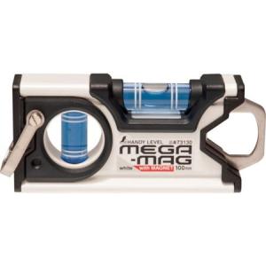 ハンディレベル MEGA-MAG 100mm白マグネット付 シンワ 73130-3035｜n-tools