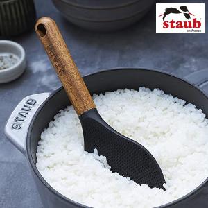 STAUB シャモジ 40503-110 ヘラ ブラック シリコン 木製ハンドル アウトドア ストウブ キッチンツール 黒｜n-tools