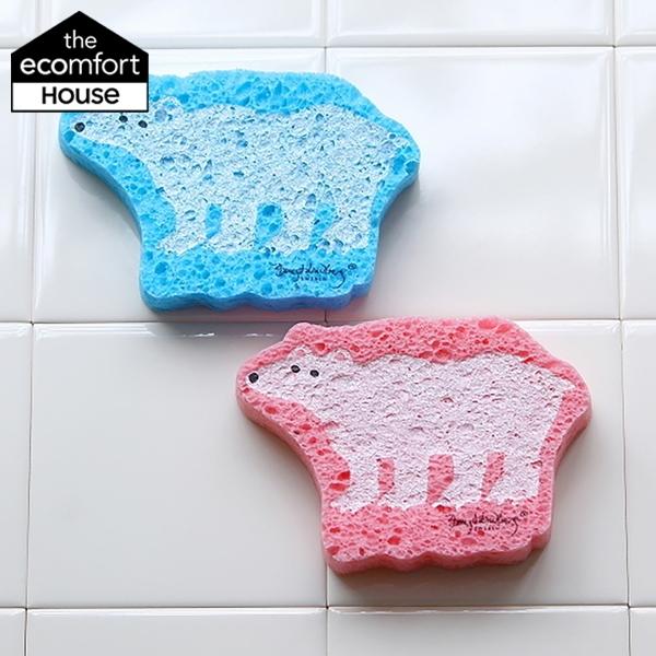 (在庫限り)ecomfortHouse 森活 ポップアップスポンジ 型抜きしろくま ブルー ピンク ...
