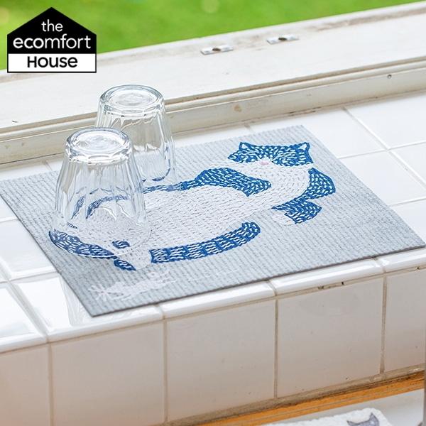 (在庫限り)ecomfortHouse 森活 スポンジワイプ kata kata ねこ 水切りマット...