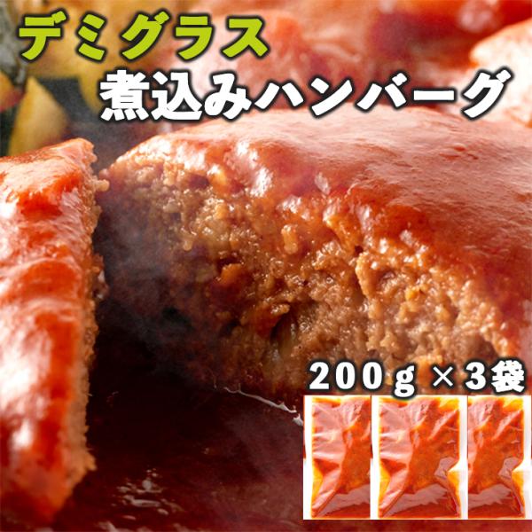 【年末年始休業明け発送】ゆうパケット出荷 野菜入り デミグラス 煮込み ハンバーグ 約200g×3袋...