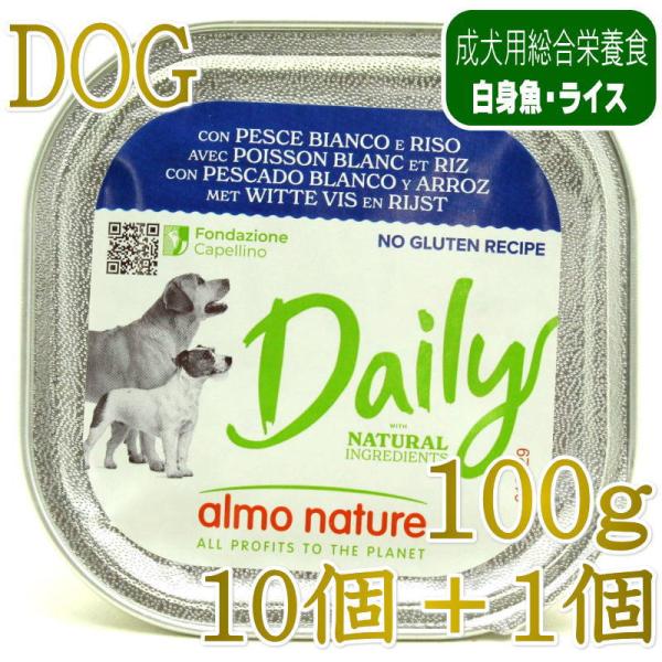 NEW 10＋1セット・最短賞味2027.8・アルモネイチャー 犬 デイリーメニュー白身魚とライス入...