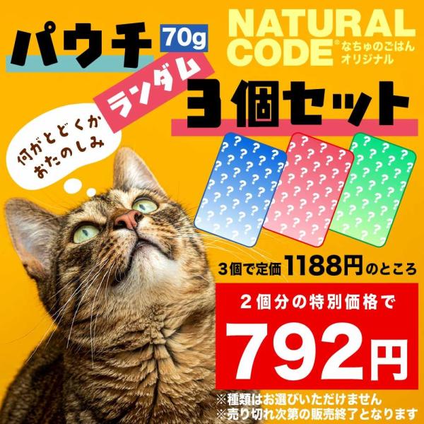 NEW なちゅオリジナル数量限定 ナチュラルコード 70gパウチ2個＋1個ランダムセット /nco7...