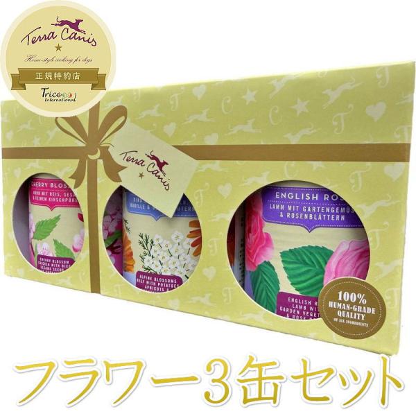 NEW 最短賞味2027.10・テラカニス フラワーギフトボックス3缶セット 成犬用一般食Terra...