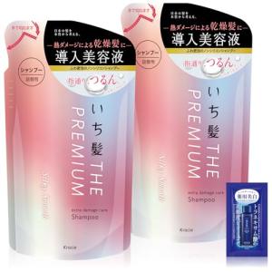 いち髪 THE PREMIUM 【シルキースムース】 エクストラダメージケア 導入美容液 in シャンプー 詰め替え 340ml×2 セット お