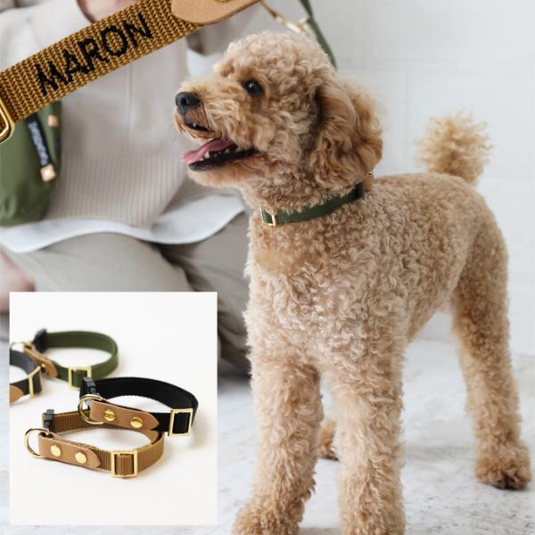 刺繍デザイン 無料名入れ 刺繍 犬 首輪 犬用 おしゃれ　かわいい　小型犬　中型犬 犬の首輪　シンプ...