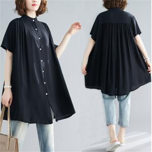 チュニック シャツワンピース ロングシャツ レディース 半袖 春 夏