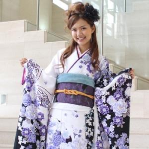 振袖 レンタル セット 20点フルセット「紫地にピンクぼかし刺繍入り赤