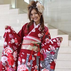 振袖 レンタル 成人式 松田聖子 正絹振袖フルセット20点「白 赤 バラ