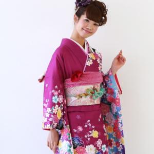 振袖 レンタル 成人式 セット 20点フルセット「紫地にピンクぼかし刺繍