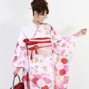 振袖 レンタル 成人式 セット 20点フルセット 「青 水色 ピンク 牡丹
