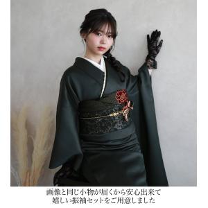 最大20日間レンタル 振袖 レンタル 成人式 黒 派手 フルセットレンタル24点フルセット モード 流行り 「黒地のレザータッチ振袖」